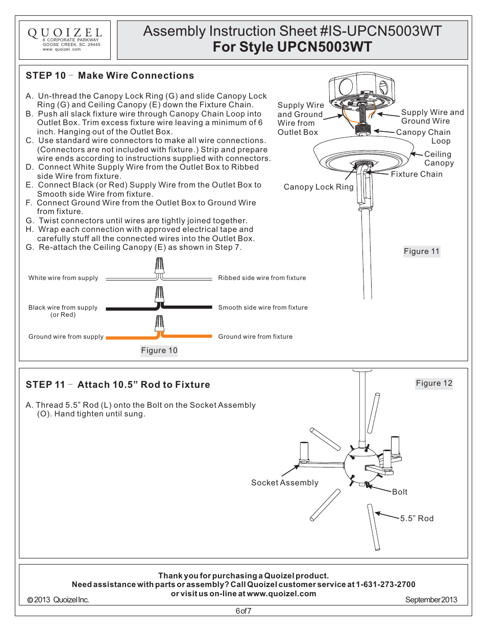 Quoizel UPCN5003WT Uptown Carnegie User Manual | Page 6 / 7