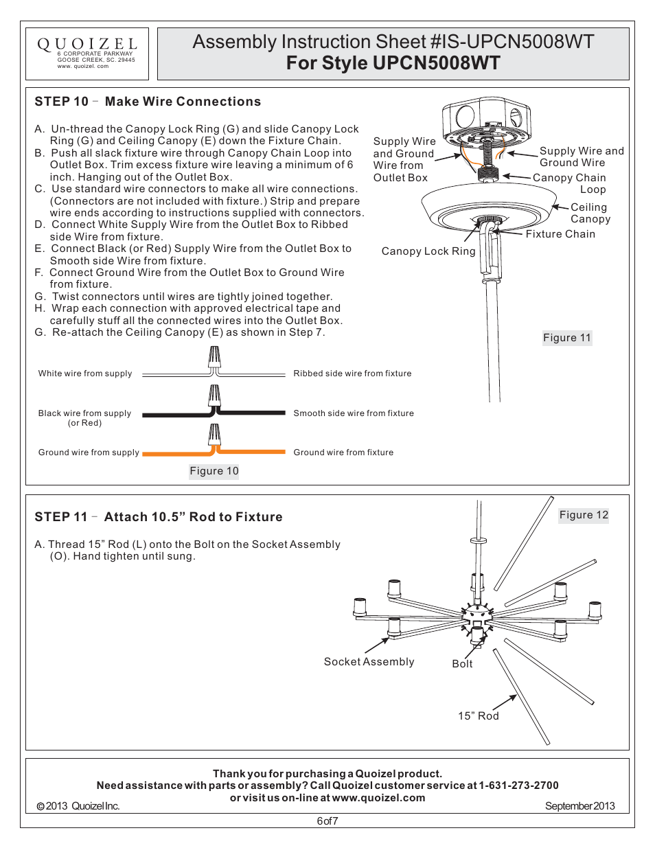 Quoizel UPCN5008WT Uptown Carnegie User Manual | Page 6 / 7