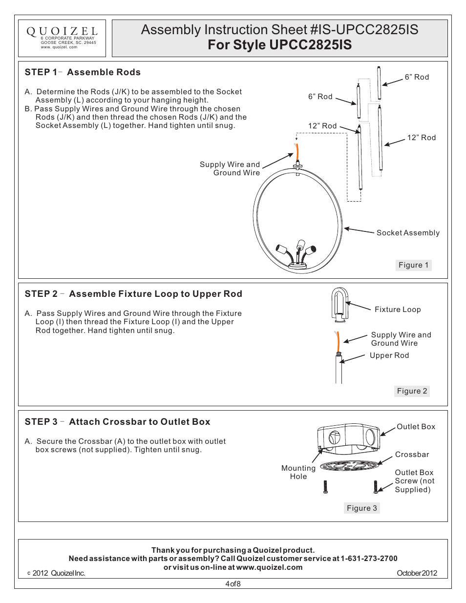 Quoizel UPCC2825IS Uptown Columbus Circle User Manual | Page 4 / 8