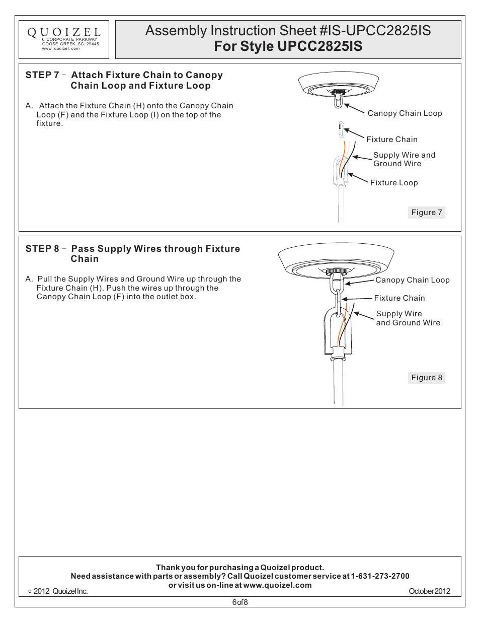 Quoizel UPCC2825IS Uptown Columbus Circle User Manual | Page 6 / 8