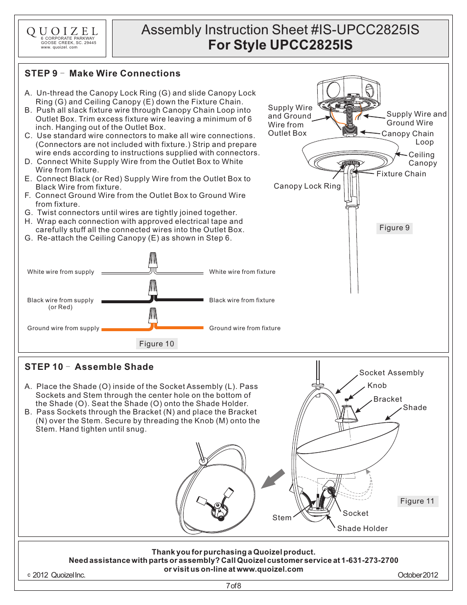 Quoizel UPCC2825IS Uptown Columbus Circle User Manual | Page 7 / 8