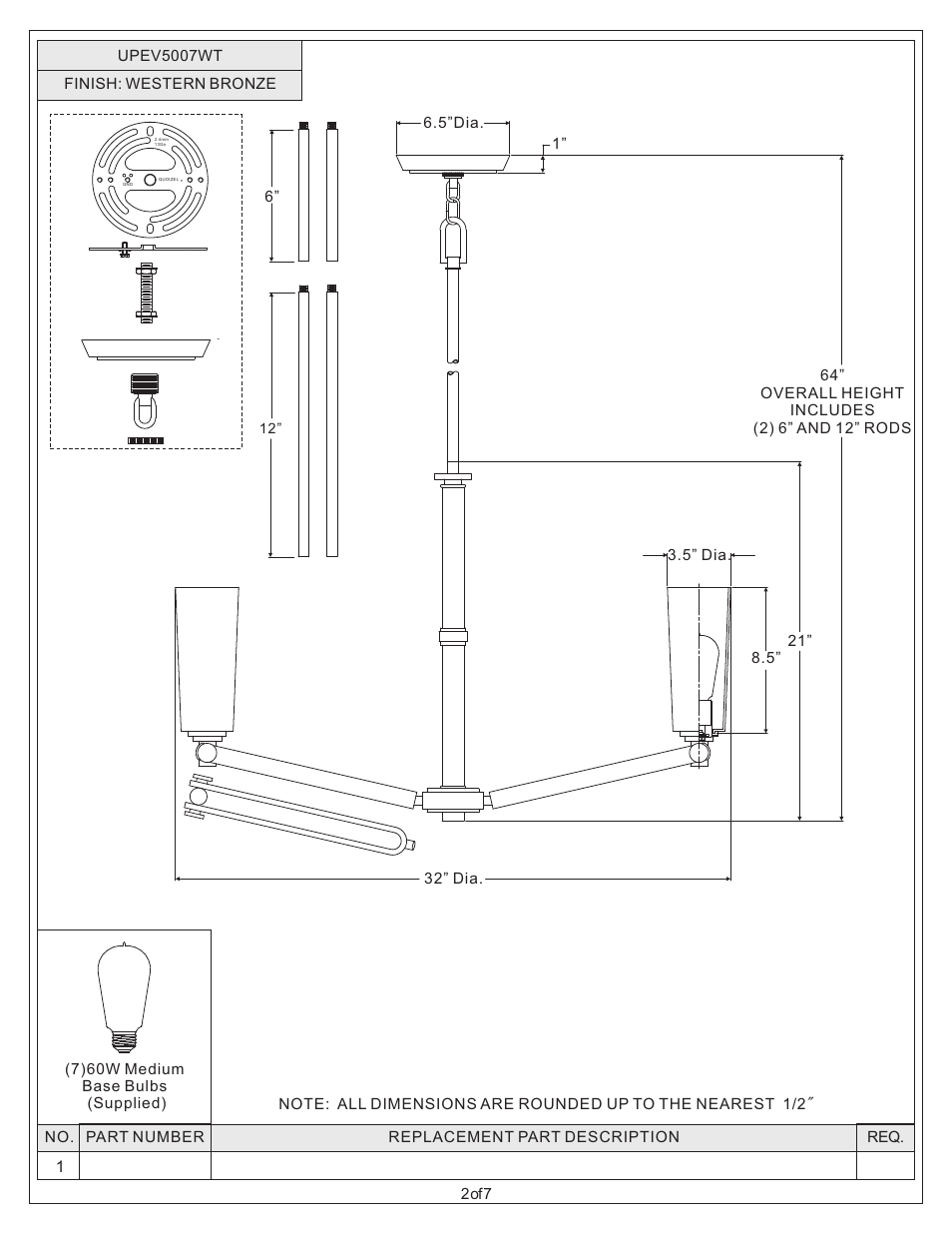 Quoizel UPEV5007WT Uptown East Village User Manual | Page 2 / 7