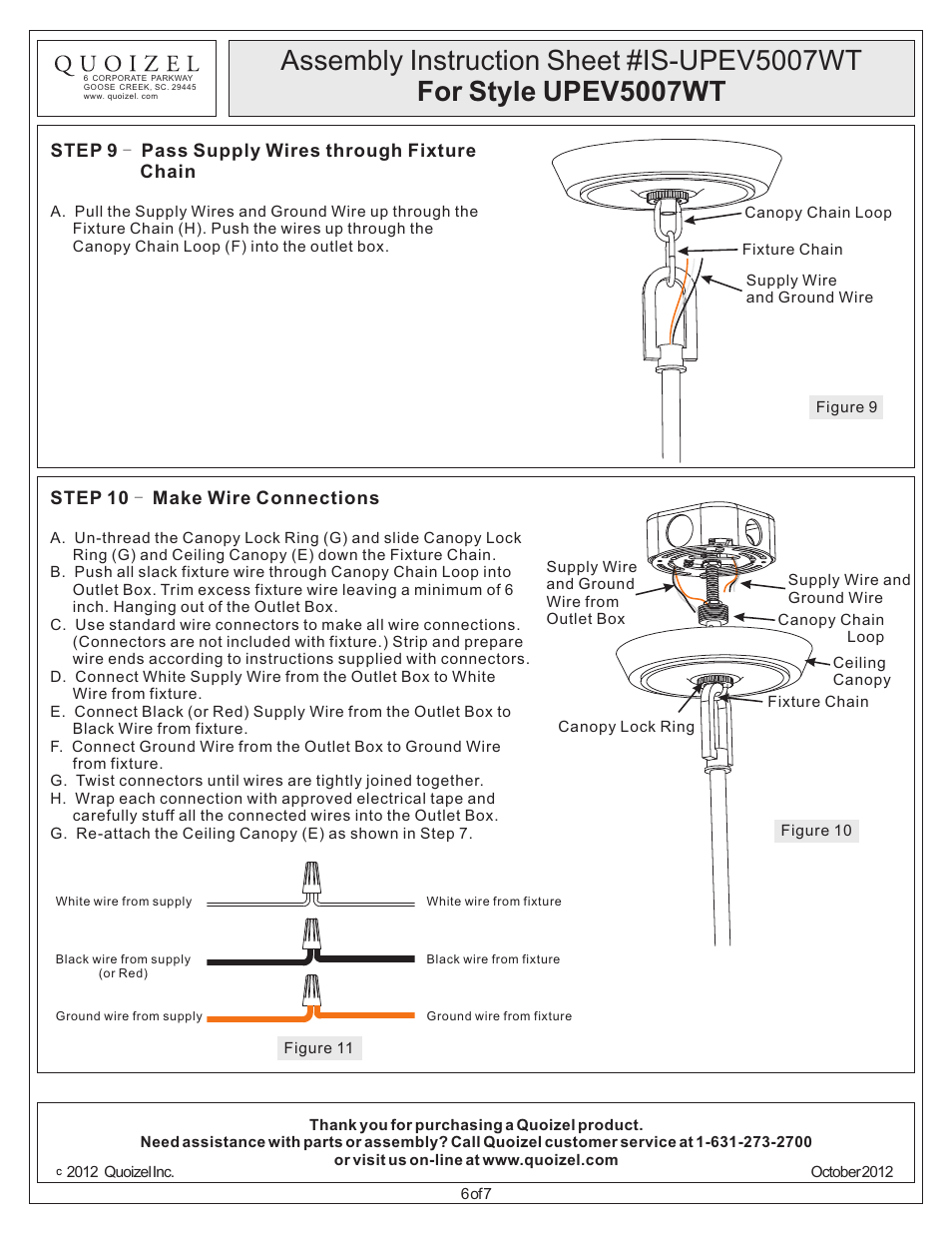 Quoizel UPEV5007WT Uptown East Village User Manual | Page 6 / 7