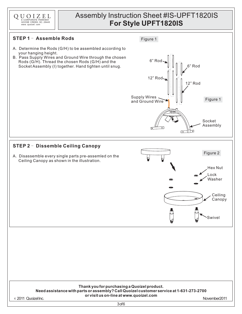 Quoizel UPFT1820IS Uptown Fulton User Manual | Page 3 / 6