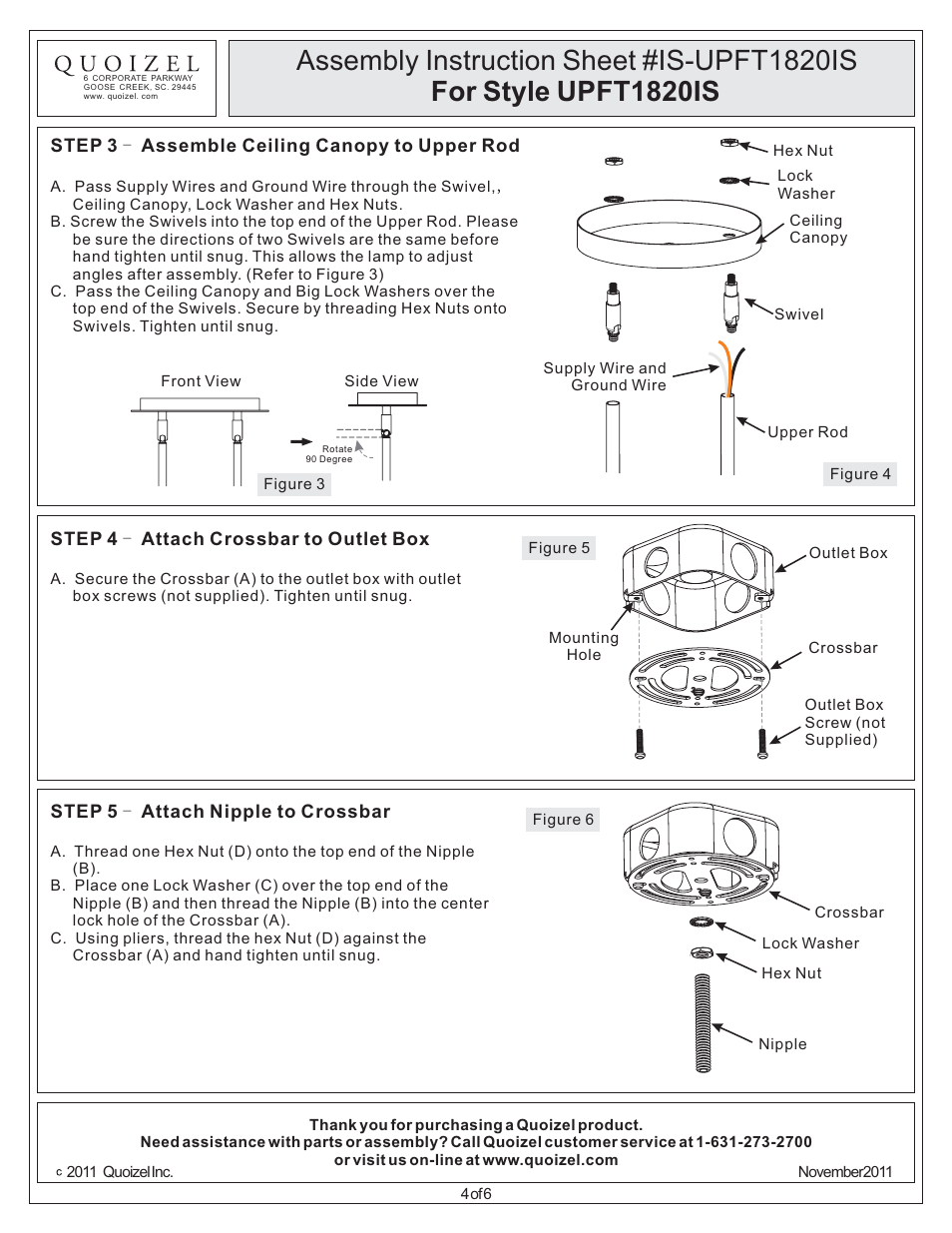 Quoizel UPFT1820IS Uptown Fulton User Manual | Page 4 / 6
