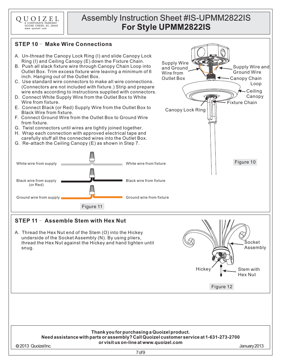 Quoizel UPMM2822IS Uptown Madison Manor User Manual | Page 7 / 9