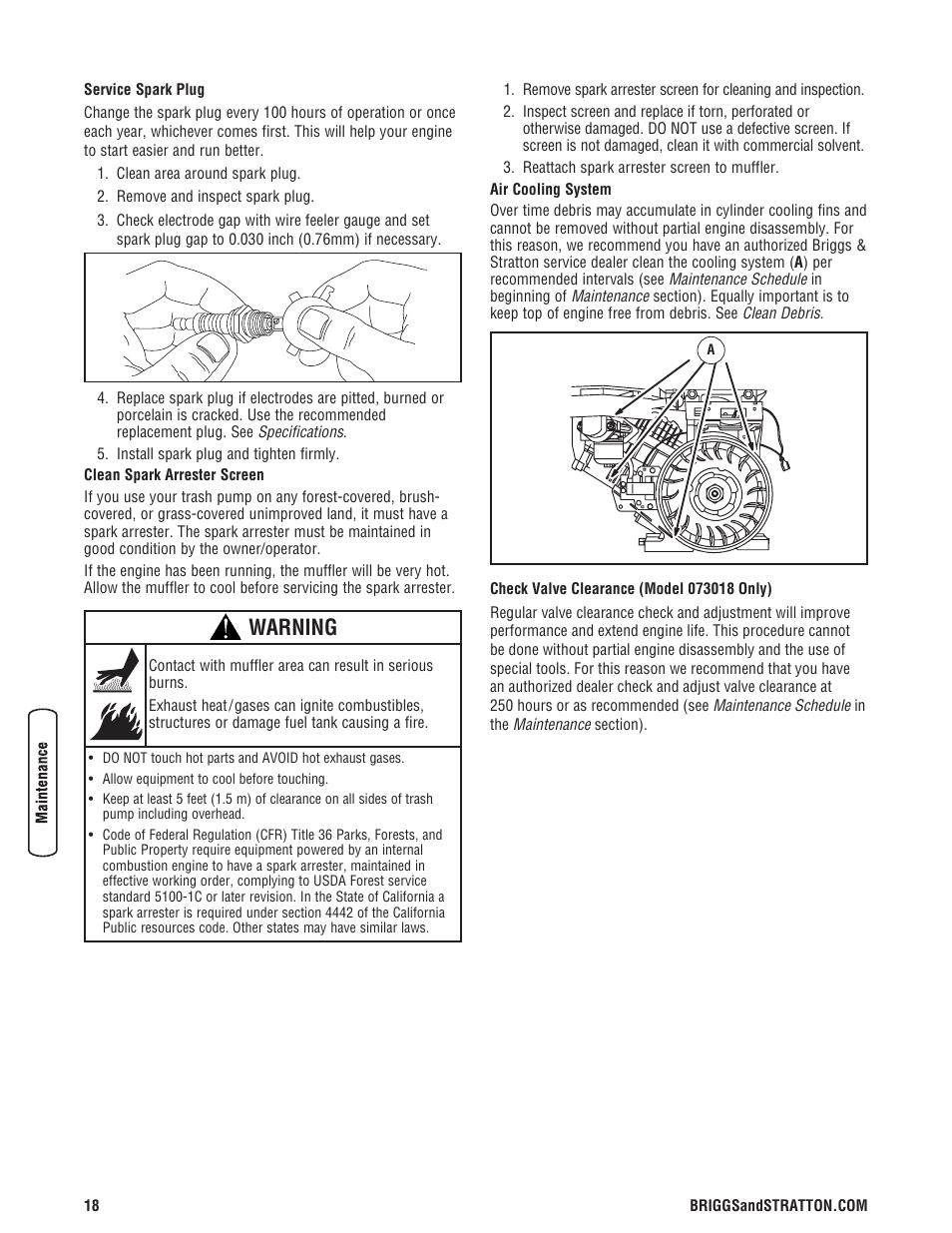 Almacenamient, Entreposag, Warning | Briggs & Stratton 073017 User Manual | Page 18 / 72