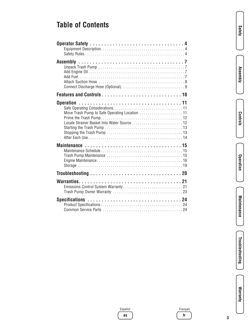 Briggs & Stratton 073017 User Manual | Page 3 / 72