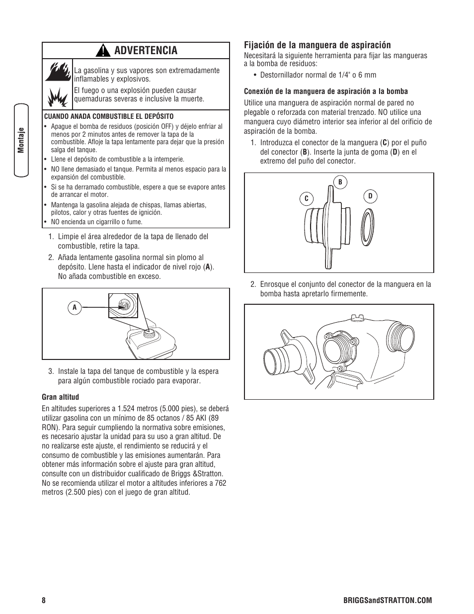 Advertencia | Briggs & Stratton 073017 User Manual | Page 32 / 72