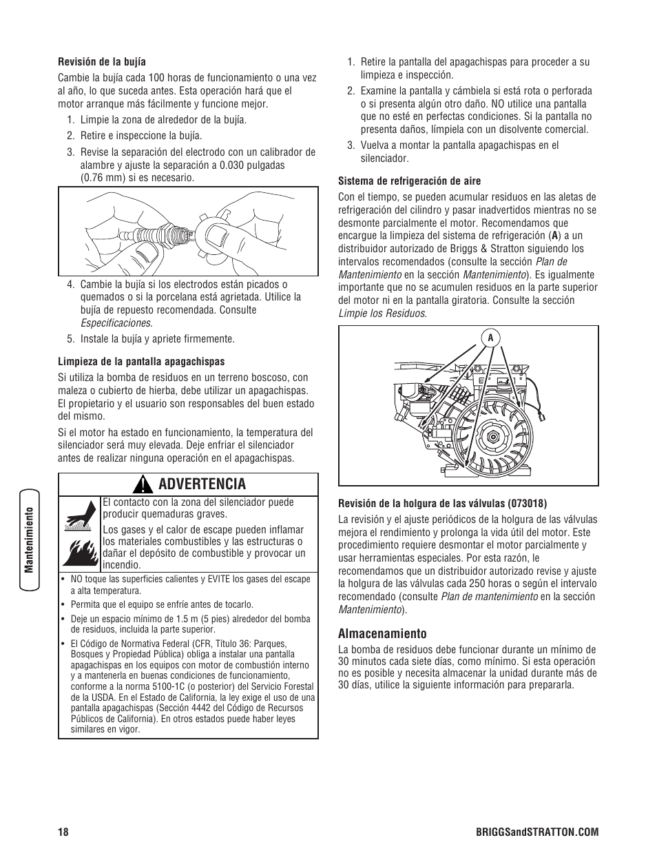 Advertencia | Briggs & Stratton 073017 User Manual | Page 42 / 72