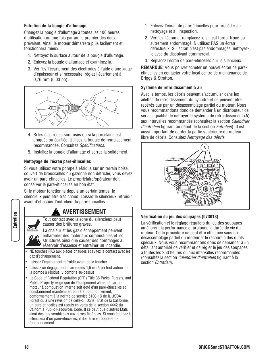 Avertissement | Briggs & Stratton 073017 User Manual | Page 66 / 72