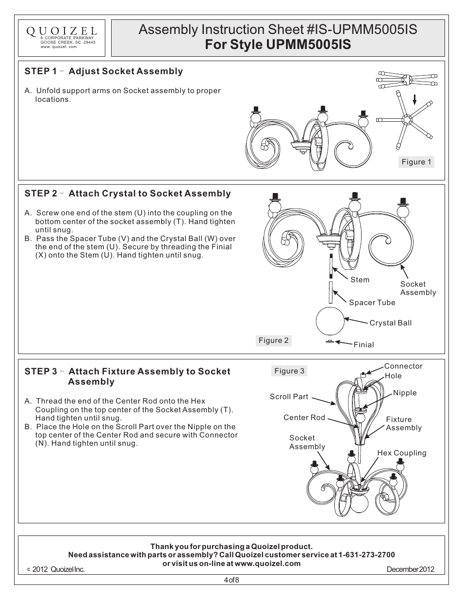 Quoizel UPMM5005IS Uptown Madison Manor User Manual | Page 4 / 8