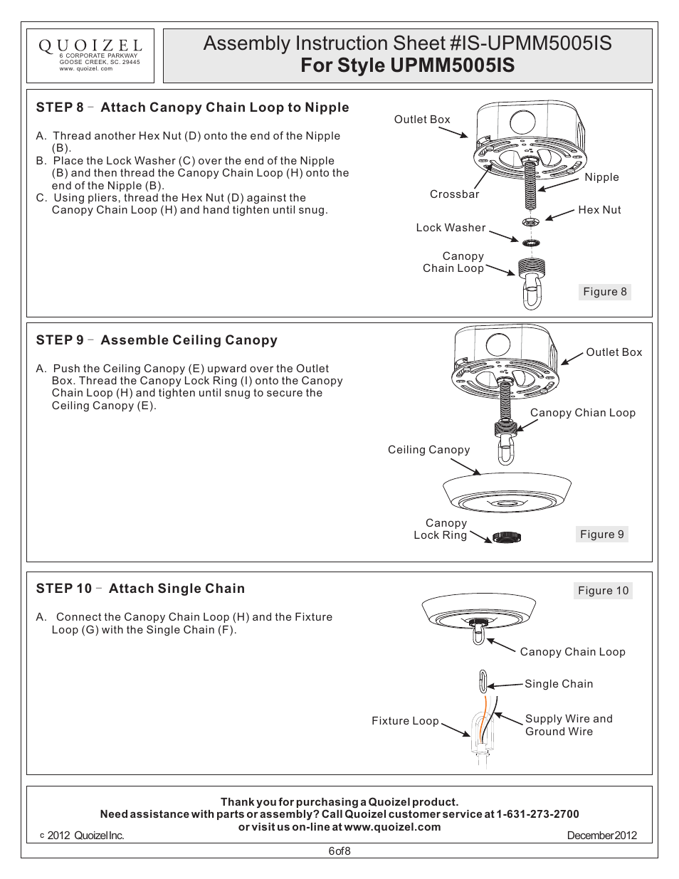 Quoizel UPMM5005IS Uptown Madison Manor User Manual | Page 6 / 8