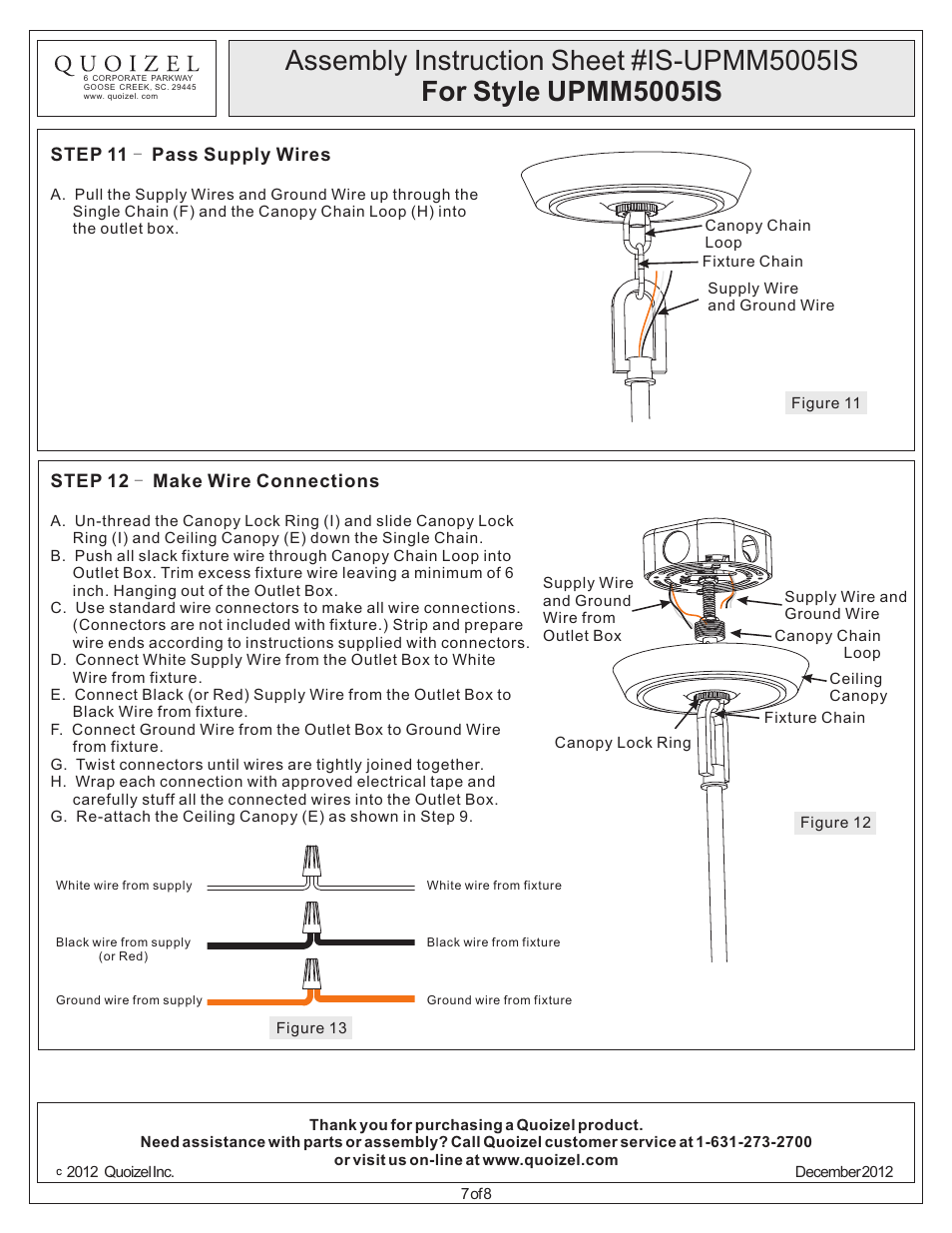 Quoizel UPMM5005IS Uptown Madison Manor User Manual | Page 7 / 8