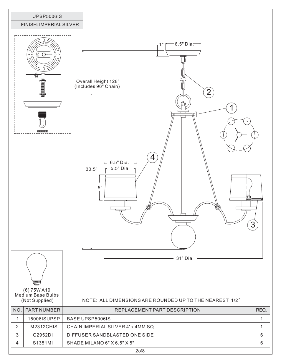 Quoizel UPSP5006IS Uptown Sutton Place User Manual | Page 2 / 8