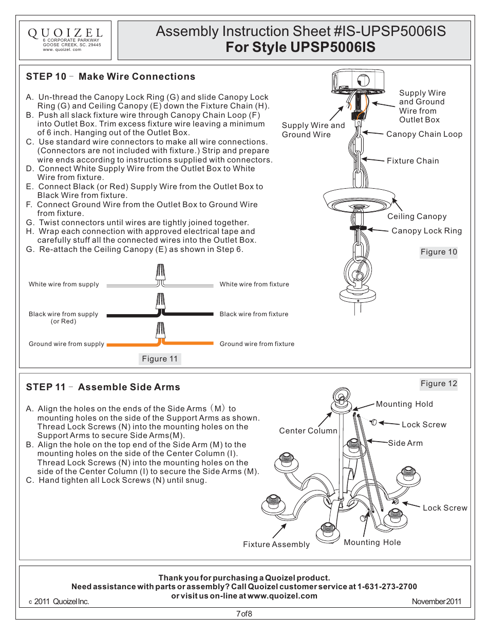 Quoizel UPSP5006IS Uptown Sutton Place User Manual | Page 7 / 8