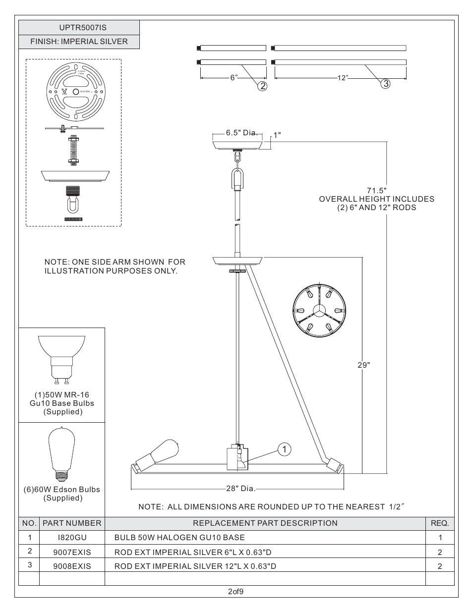 Quoizel UPTR5007IS Uptown Theater Row User Manual | Page 2 / 9