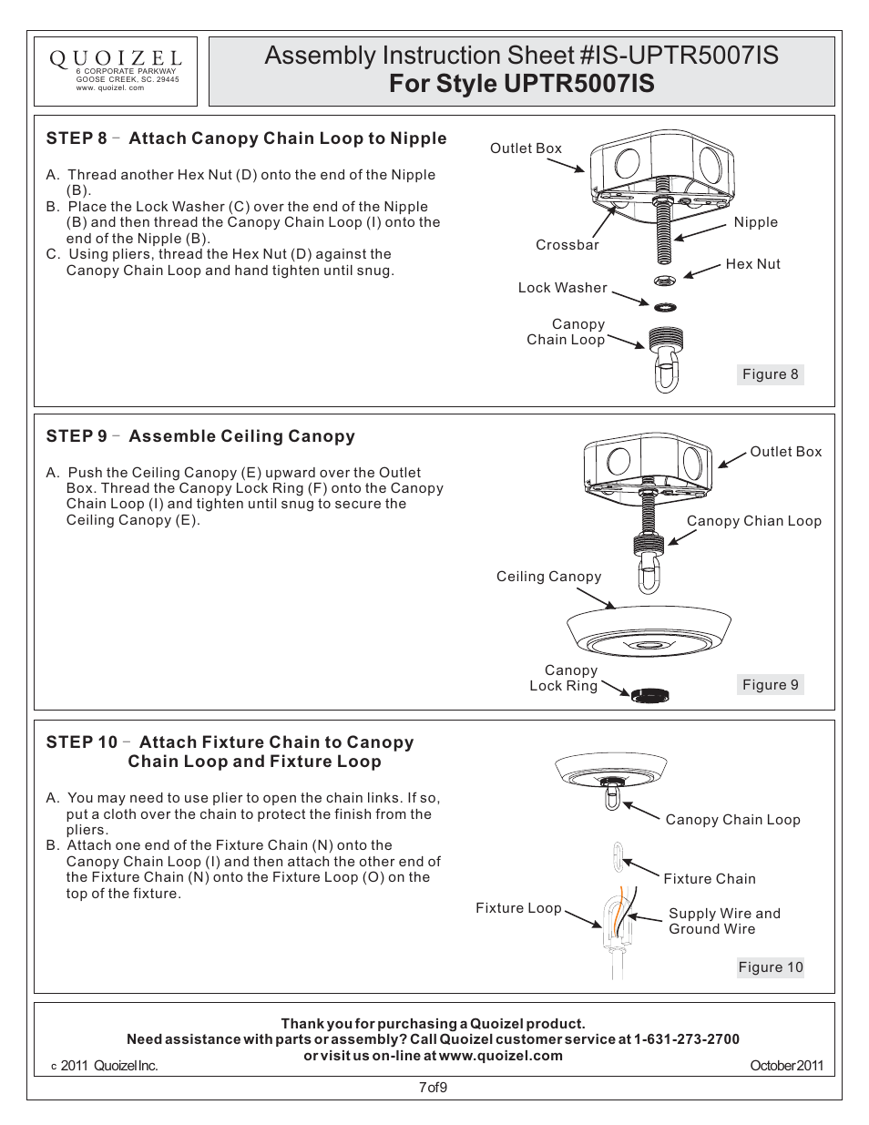 Quoizel UPTR5007IS Uptown Theater Row User Manual | Page 7 / 9