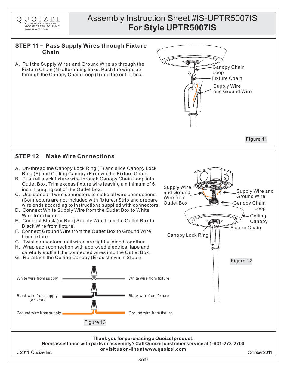 Quoizel UPTR5007IS Uptown Theater Row User Manual | Page 8 / 9