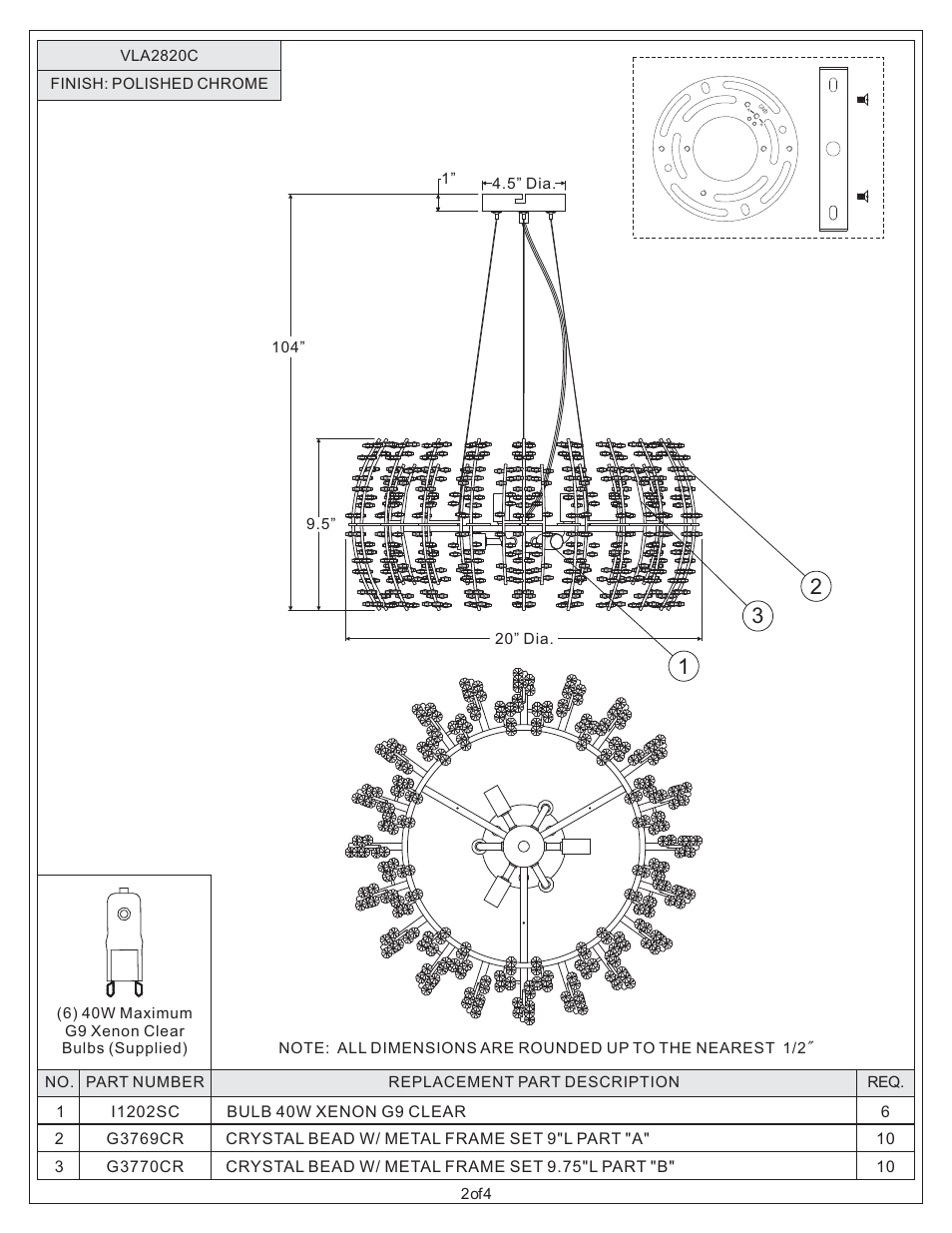 Quoizel VLA2820C Valla User Manual | Page 2 / 4