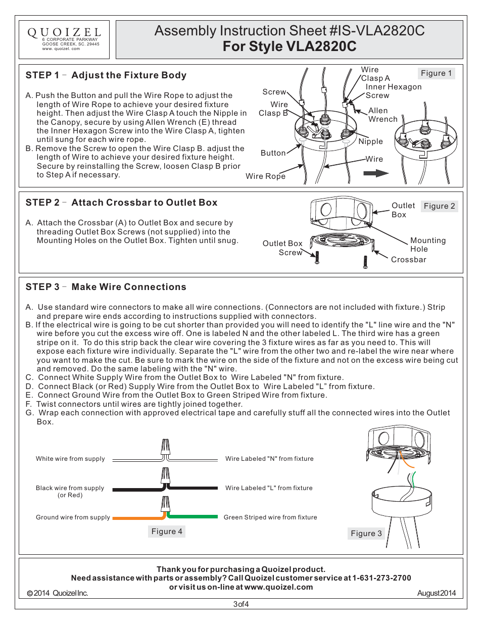 Quoizel VLA2820C Valla User Manual | Page 3 / 4