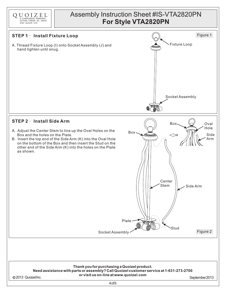 Quoizel VTA2820PN Ventura User Manual | Page 4 / 9