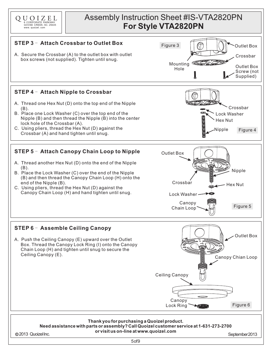 Quoizel VTA2820PN Ventura User Manual | Page 5 / 9