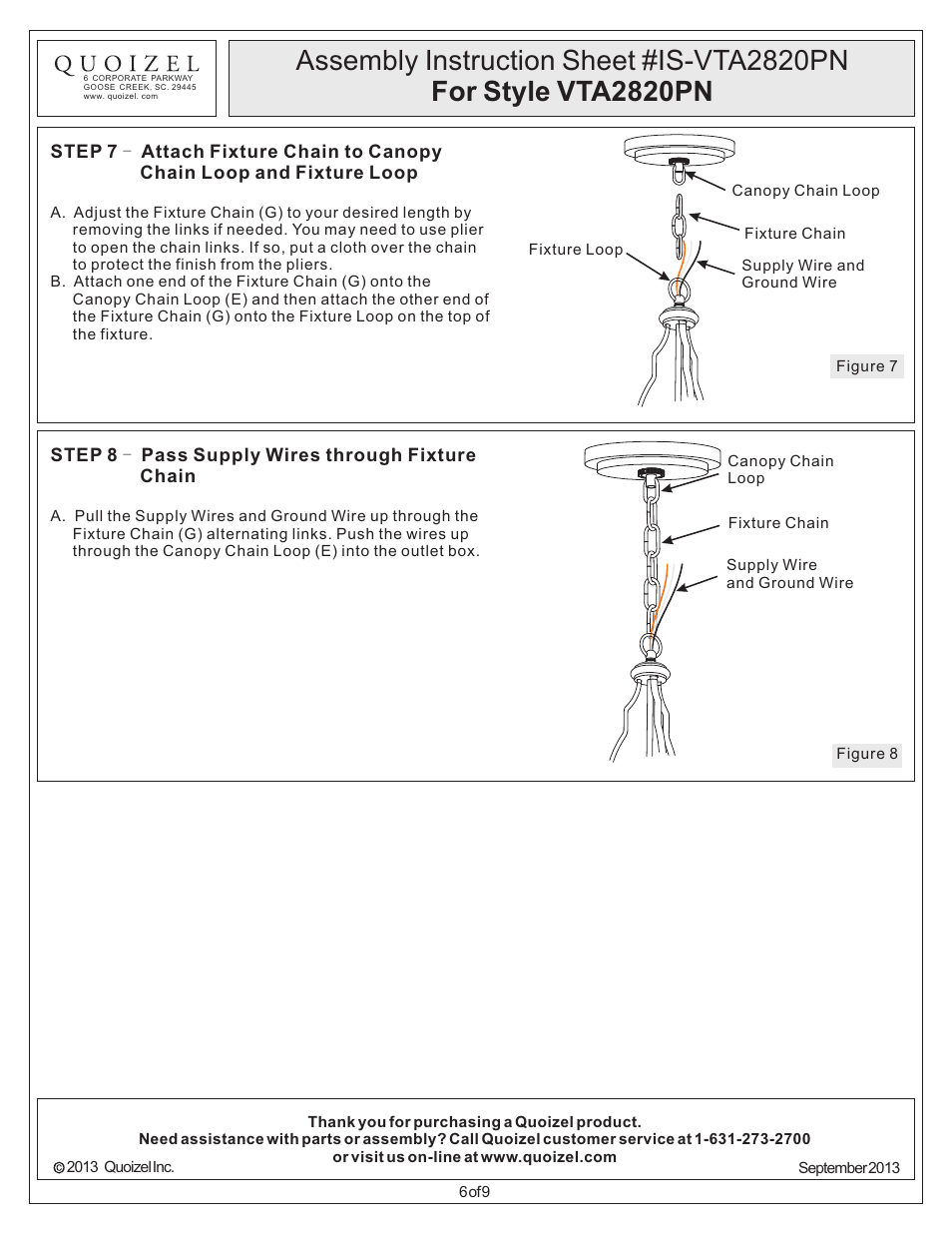 Quoizel VTA2820PN Ventura User Manual | Page 6 / 9