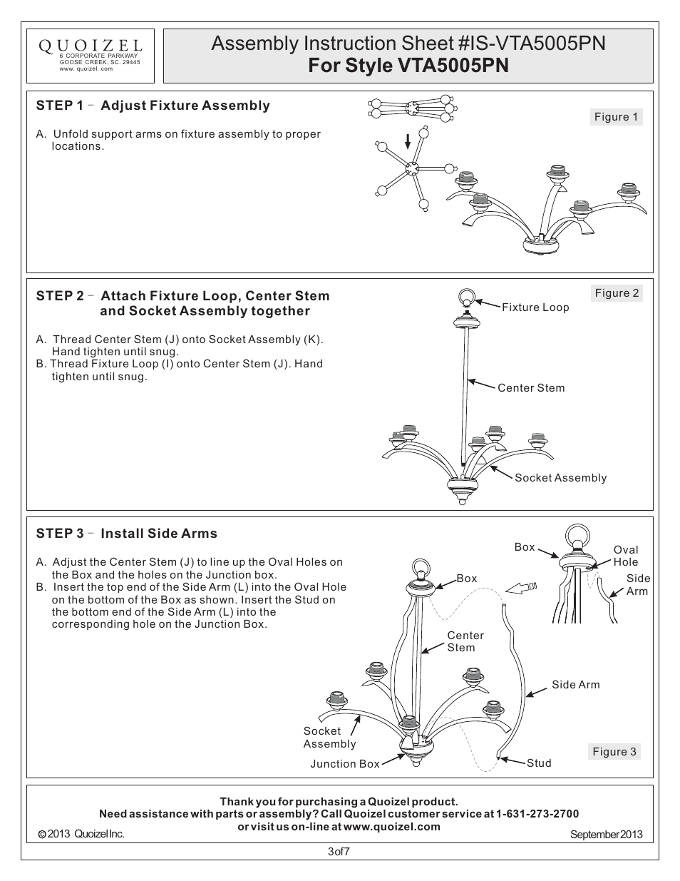 Quoizel VTA5005PN Ventura User Manual | Page 3 / 7