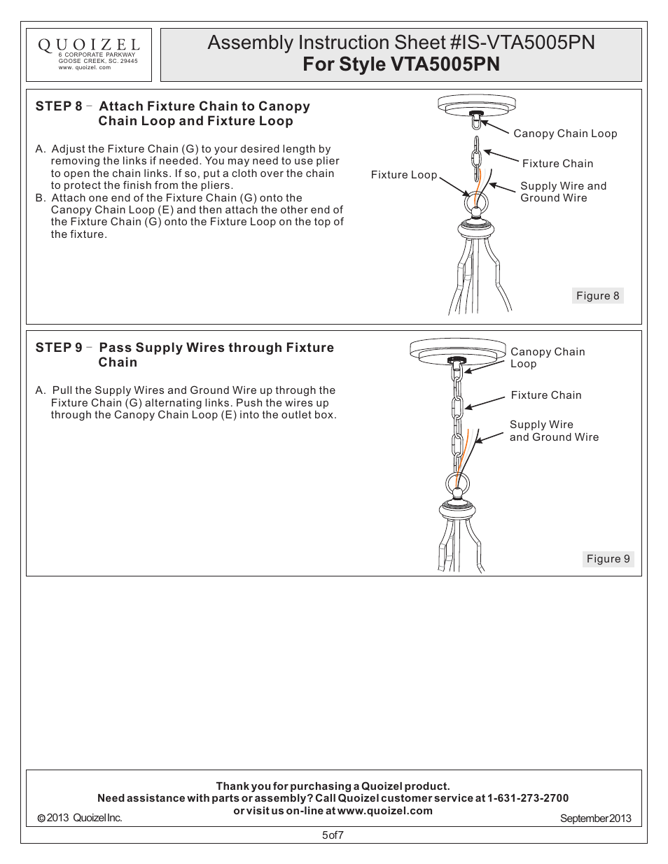 Quoizel VTA5005PN Ventura User Manual | Page 5 / 7