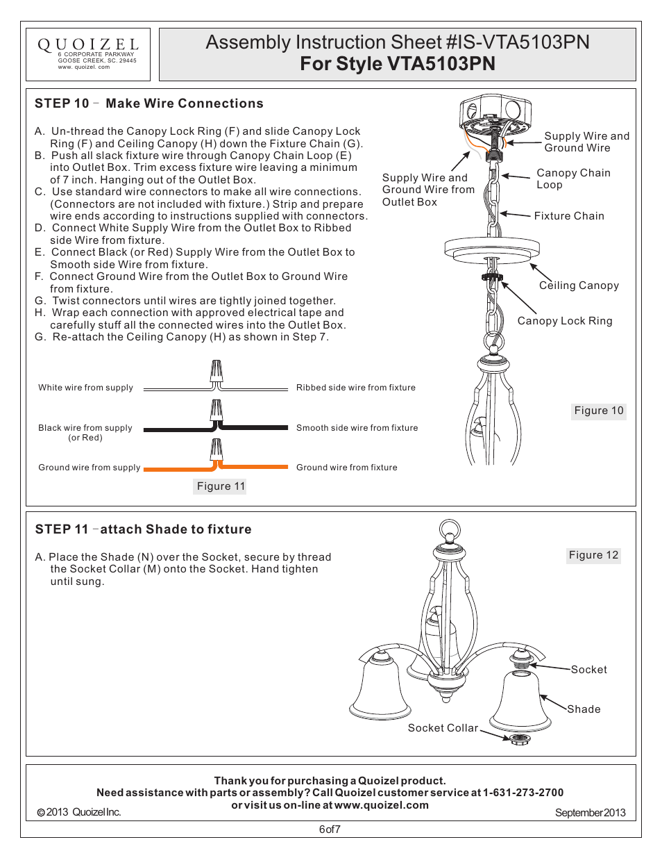Quoizel VTA5103PN Ventura User Manual | Page 6 / 7