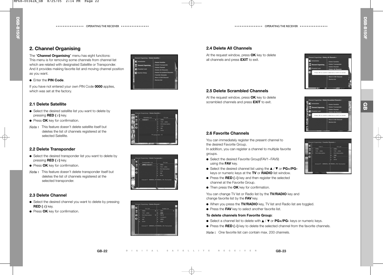 Channel organising | Samsung DSB-B150F User Manual | Page 33 / 110