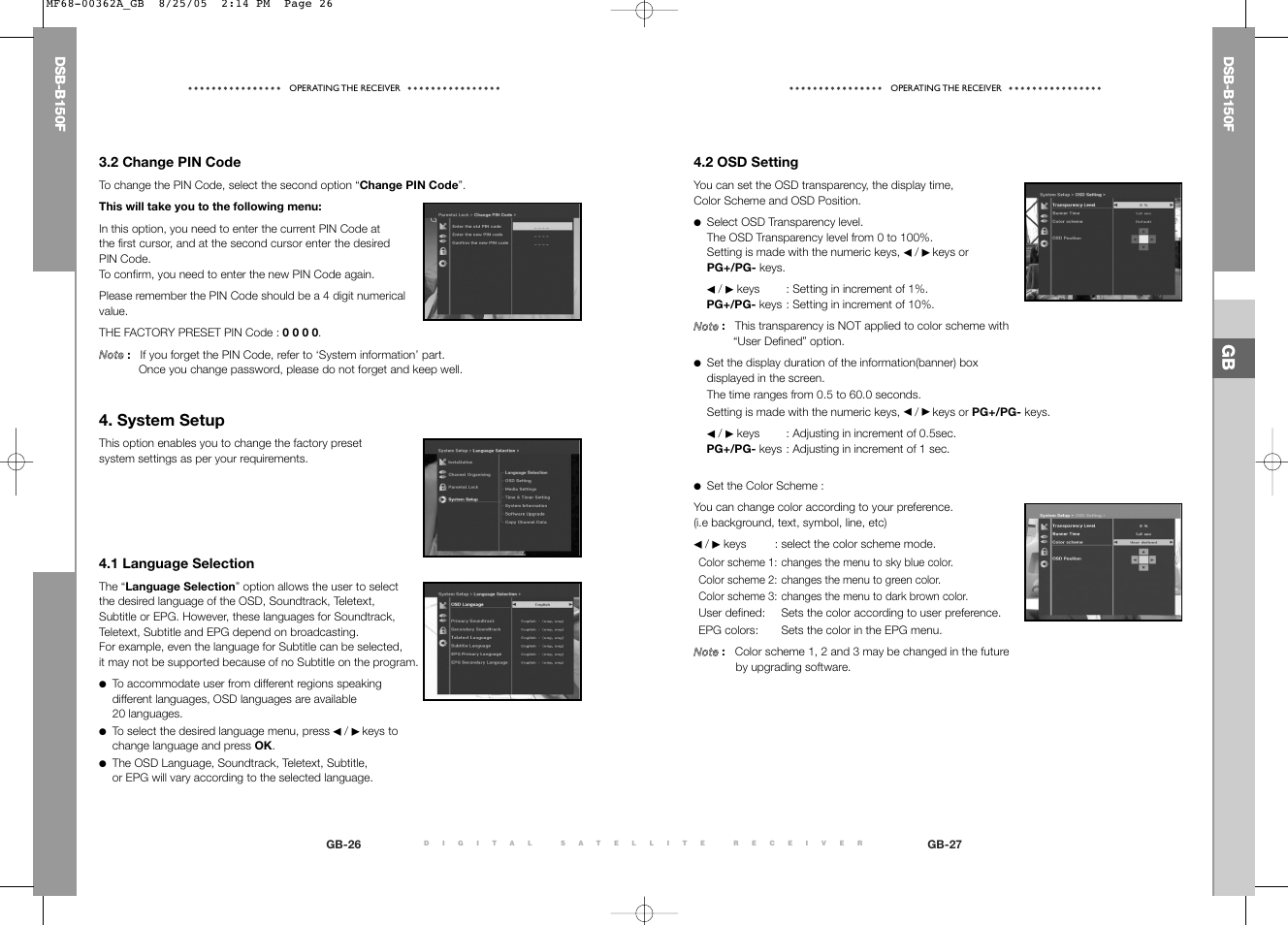 System setup | Samsung DSB-B150F User Manual | Page 35 / 110