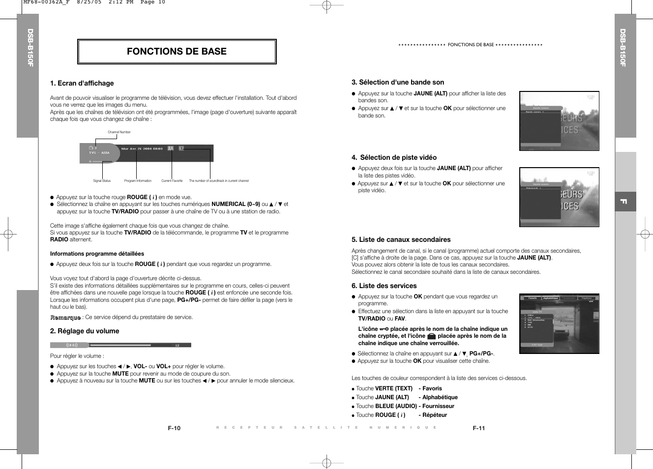 Fonctions de base | Samsung DSB-B150F User Manual | Page 45 / 110