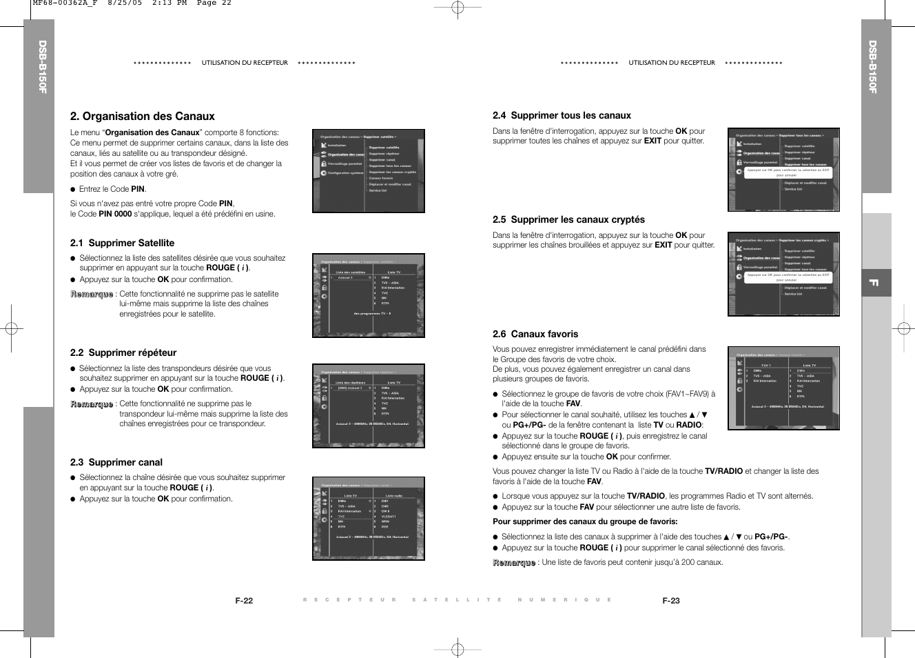 Organisation des canaux | Samsung DSB-B150F User Manual | Page 51 / 110