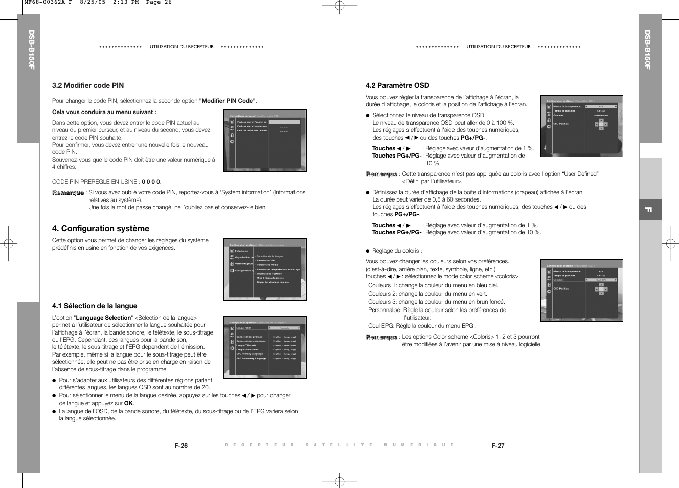 Configuration système | Samsung DSB-B150F User Manual | Page 53 / 110