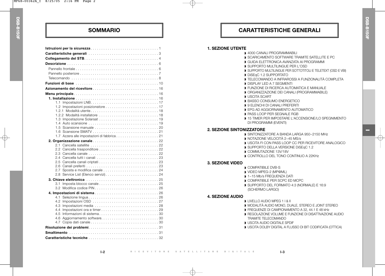 Sommario caratteristiche generali | Samsung DSB-B150F User Manual | Page 59 / 110