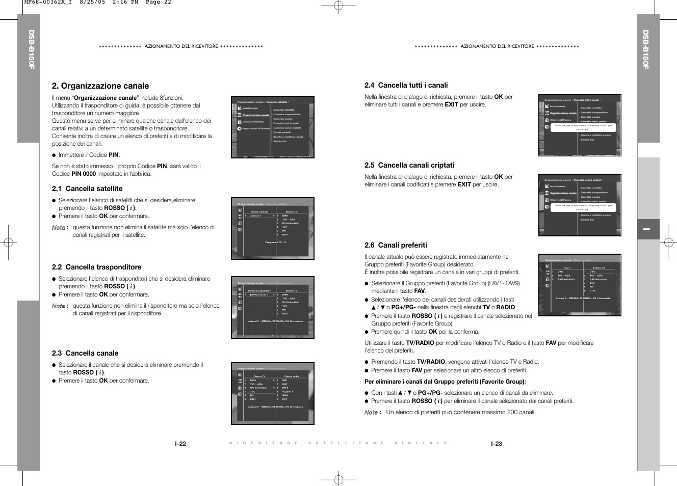 Organizzazione canale | Samsung DSB-B150F User Manual | Page 69 / 110