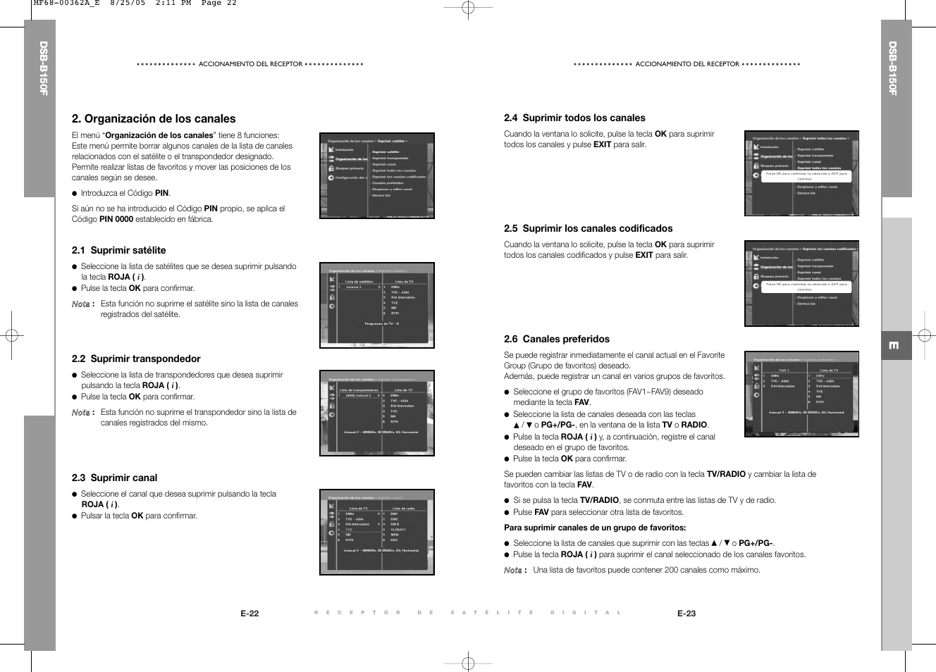 Organización de los canales | Samsung DSB-B150F User Manual | Page 87 / 110