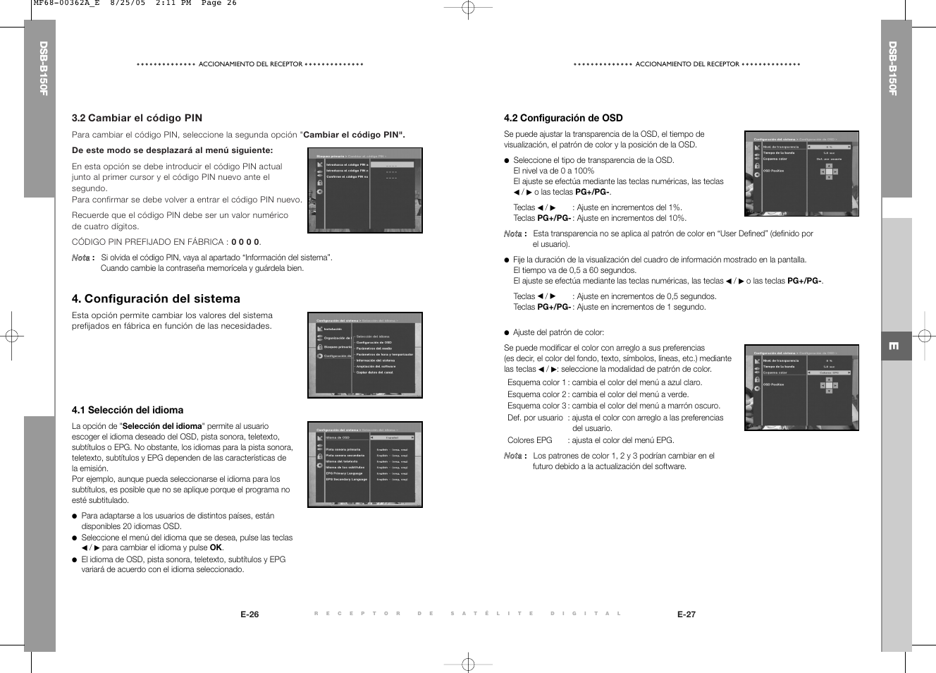 Configuración del sistema | Samsung DSB-B150F User Manual | Page 89 / 110