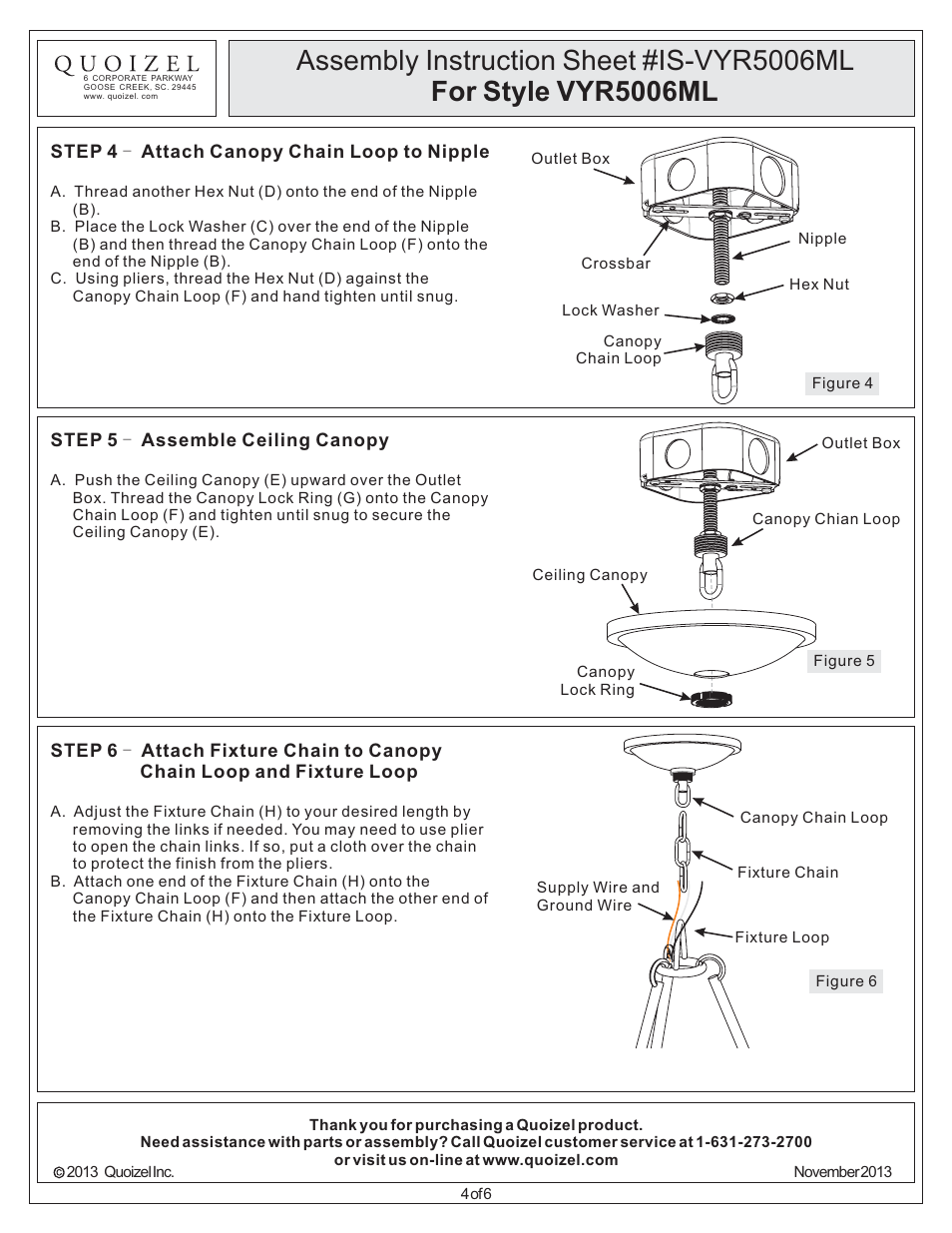 Quoizel VYR5006ML Voyager User Manual | Page 4 / 6