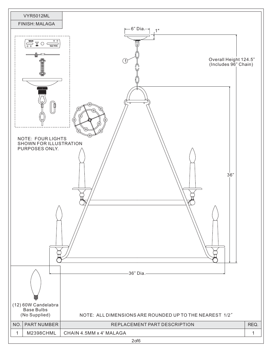 Quoizel VYR5012ML Voyager User Manual | Page 2 / 6