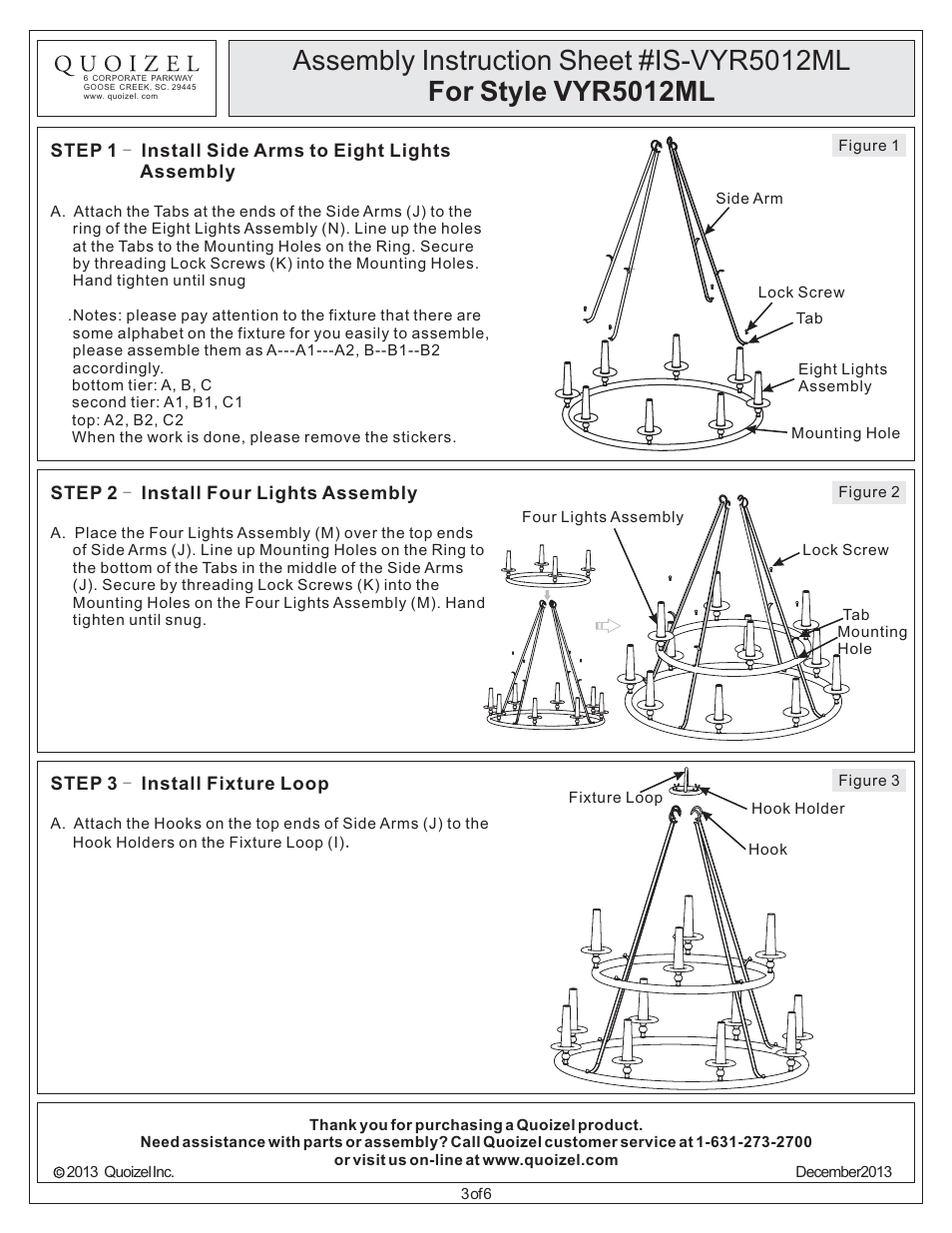 Quoizel VYR5012ML Voyager User Manual | Page 3 / 6