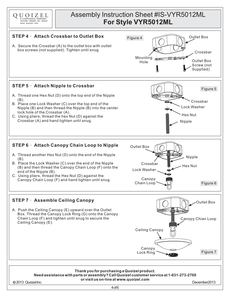 Quoizel VYR5012ML Voyager User Manual | Page 4 / 6