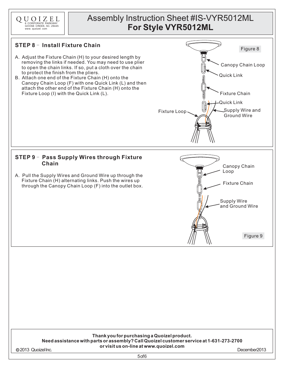 Quoizel VYR5012ML Voyager User Manual | Page 5 / 6