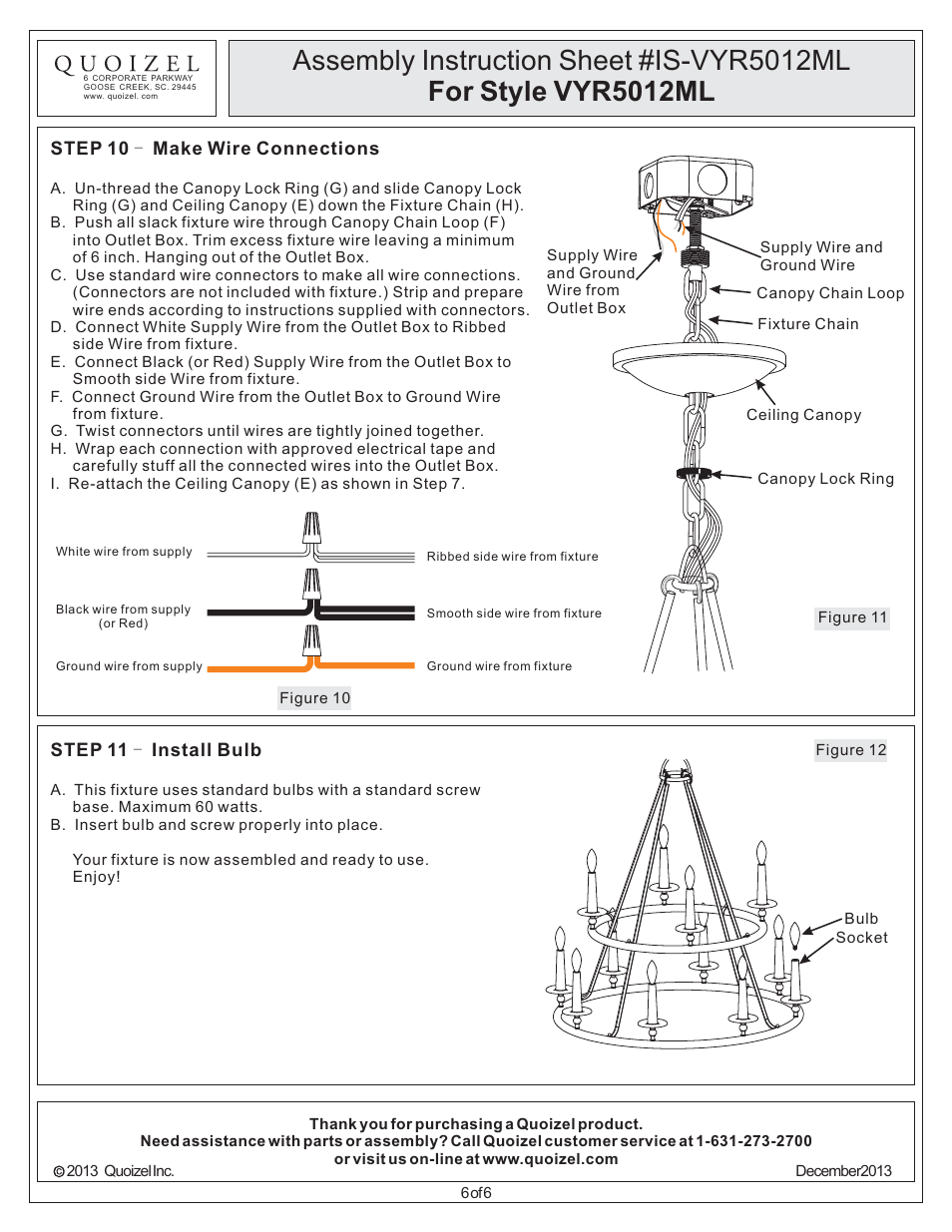 Quoizel VYR5012ML Voyager User Manual | Page 6 / 6