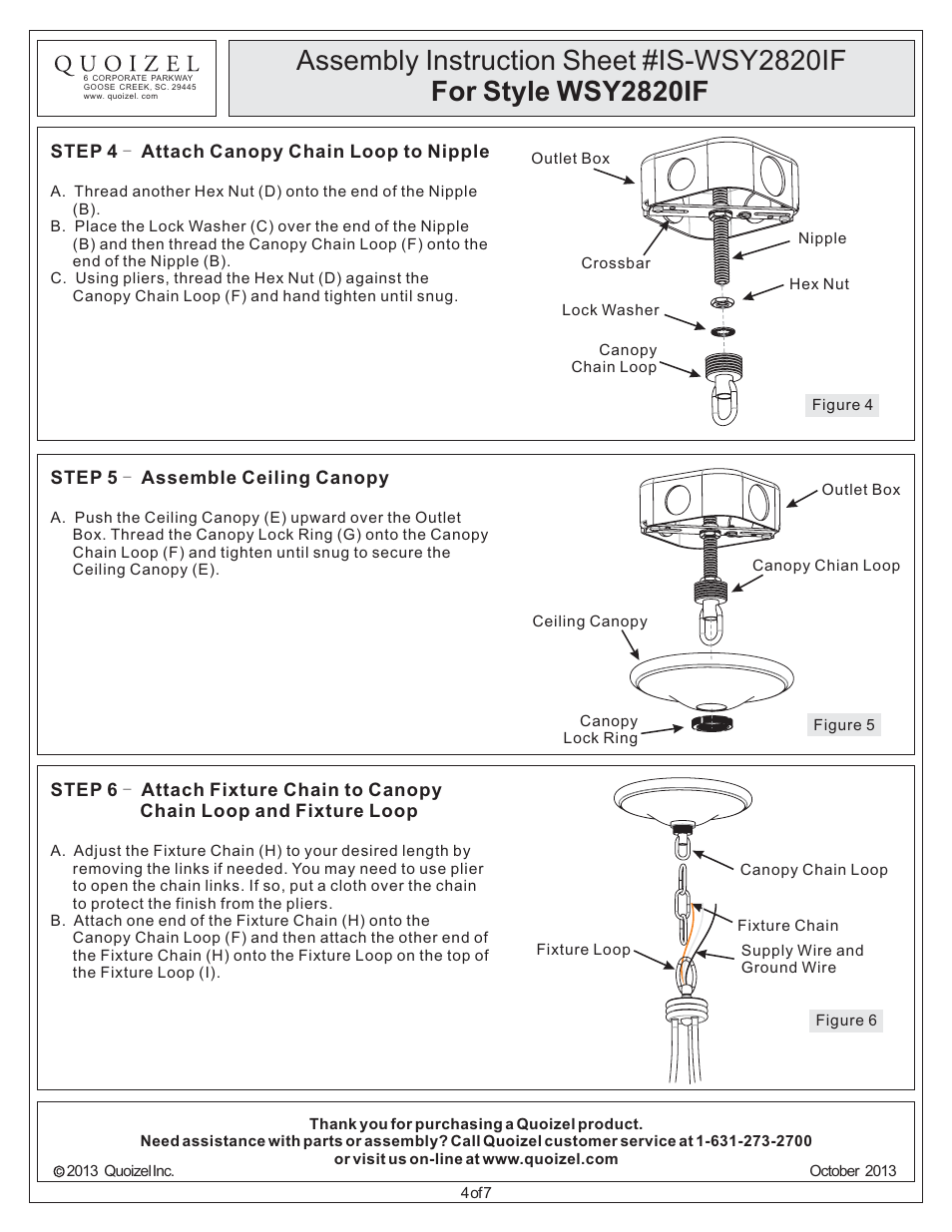 Quoizel WSY2820IF Wesley User Manual | Page 4 / 7