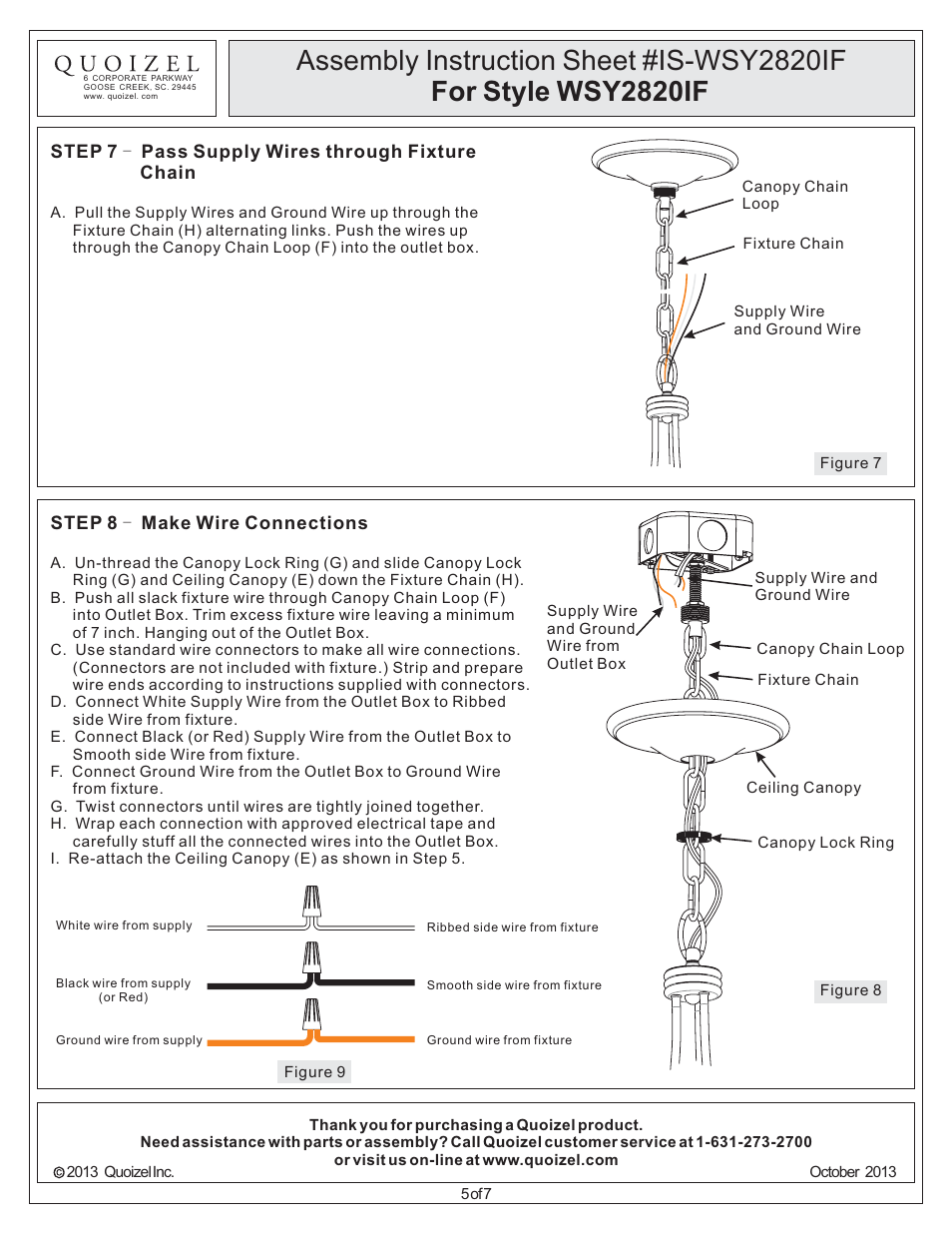 Quoizel WSY2820IF Wesley User Manual | Page 5 / 7