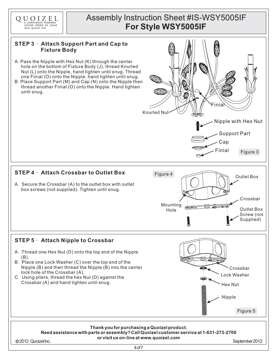 Quoizel WSY5005IF Wesley User Manual | Page 4 / 7