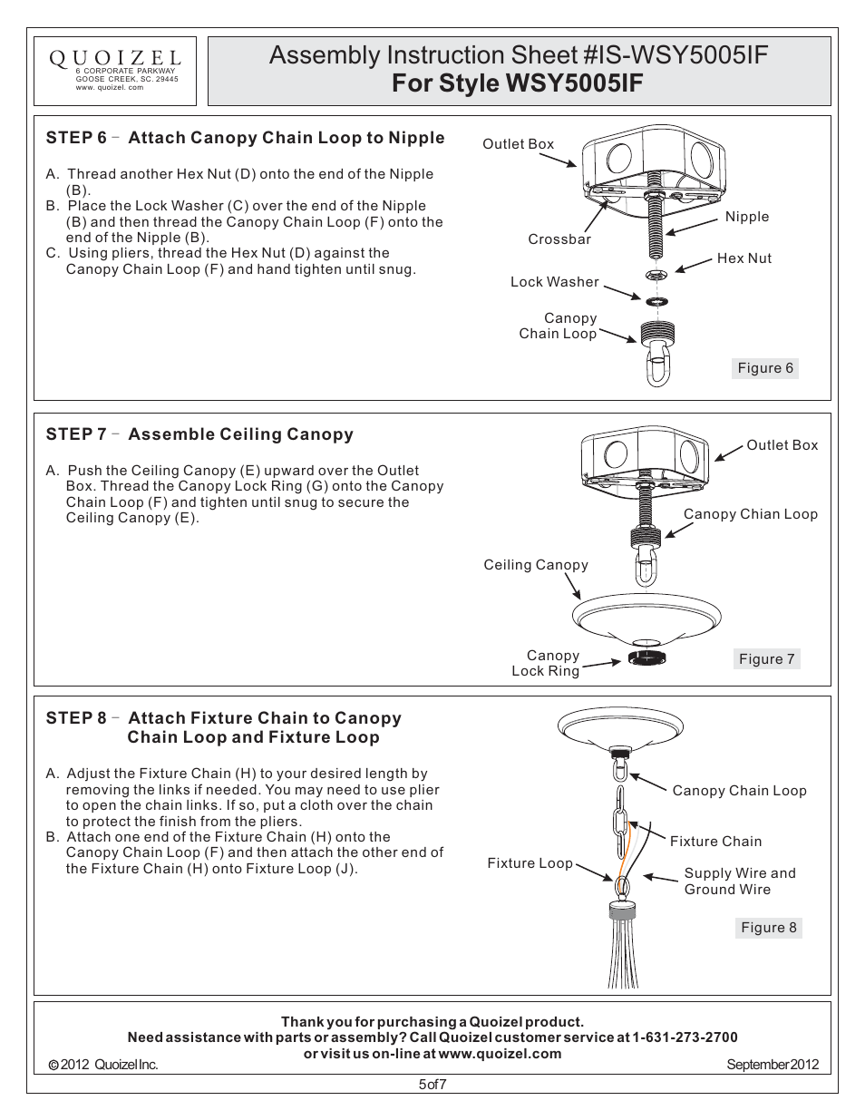 Quoizel WSY5005IF Wesley User Manual | Page 5 / 7